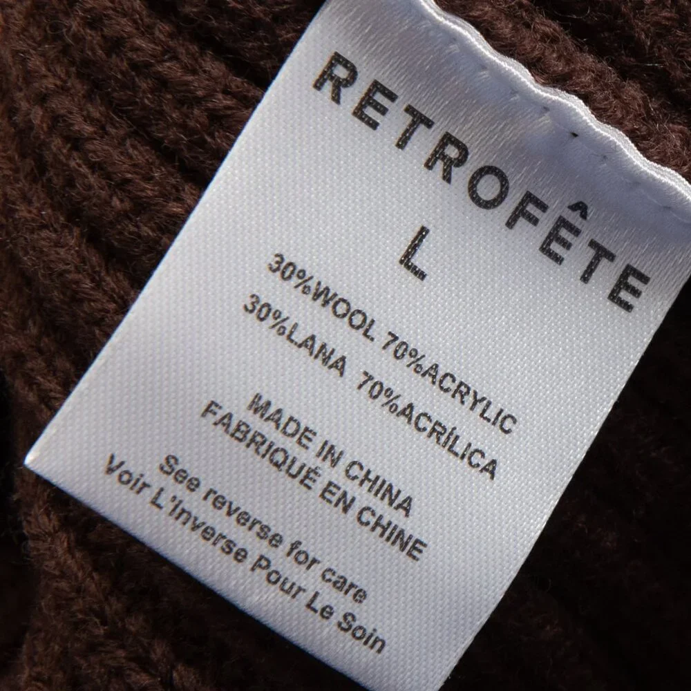 Retrofete Goldle Dress Sweater Mini Knit Long Sleeve Brown Cream Size Large New - Picture 7 of 9